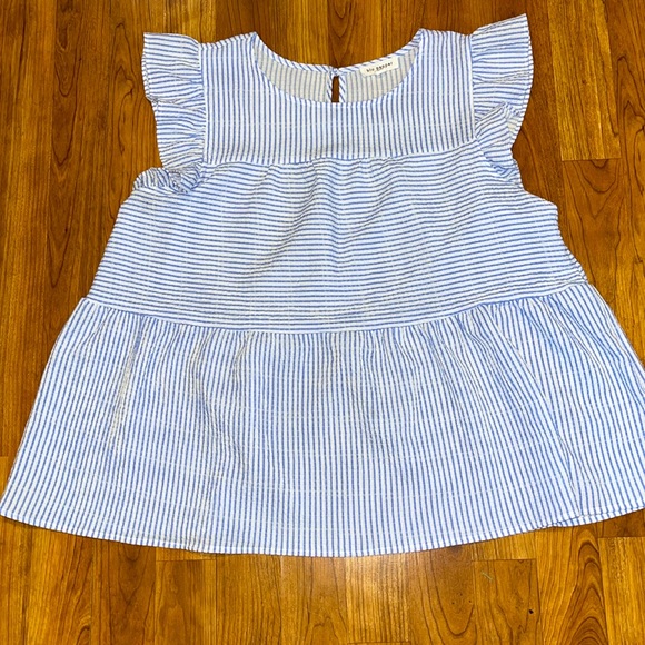 Blu Pepper Striped White and Blue Blouse - Picture 2 of 5